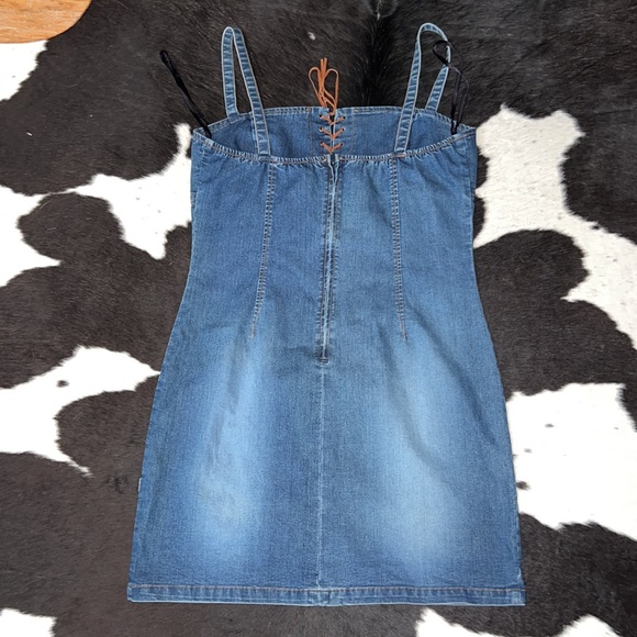 Vintage Y2K Rampage Denim Lace-up Mini Dress - Picture 10 of 11